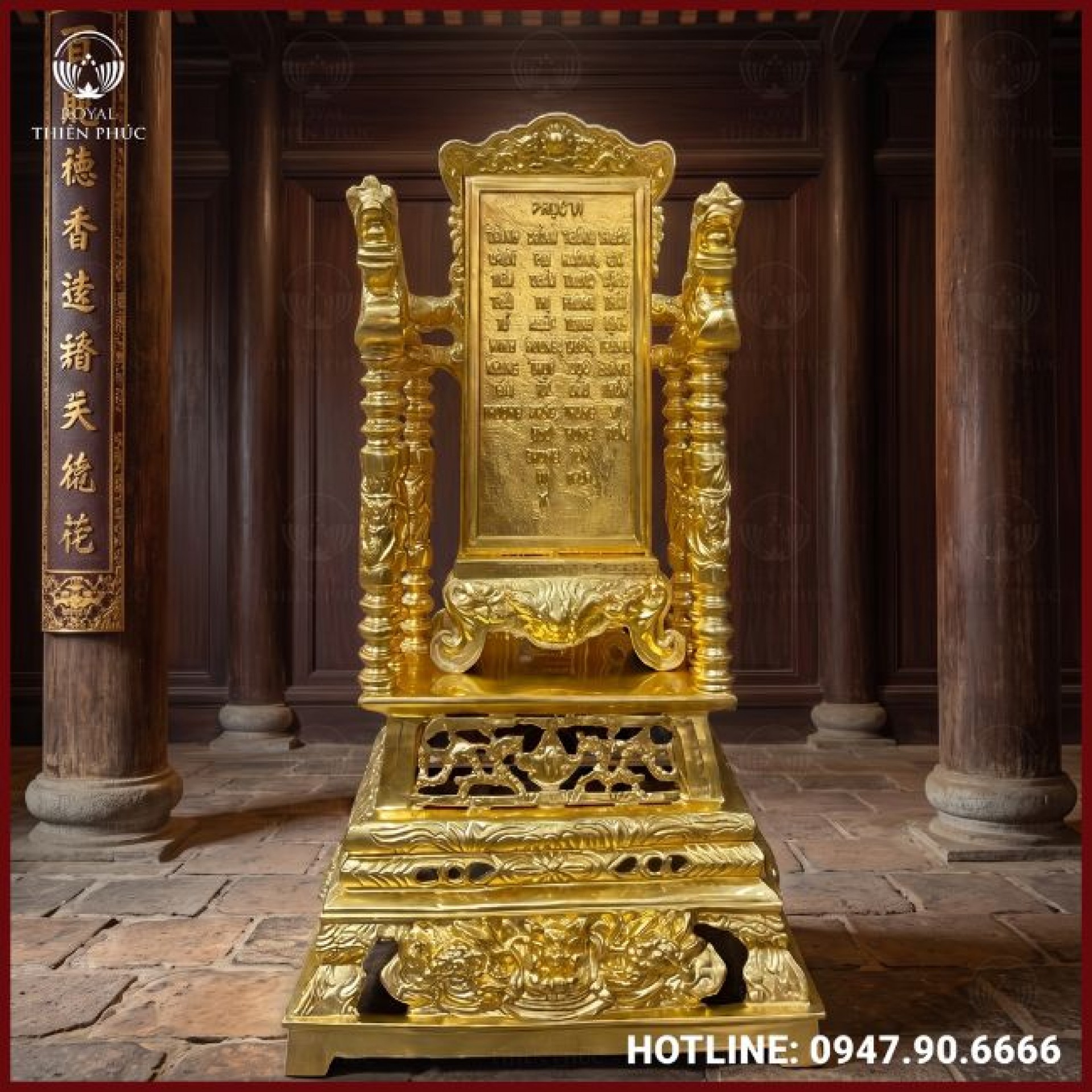 Ngai thờ gia tiên bằng đồng dát vàng cao cấp